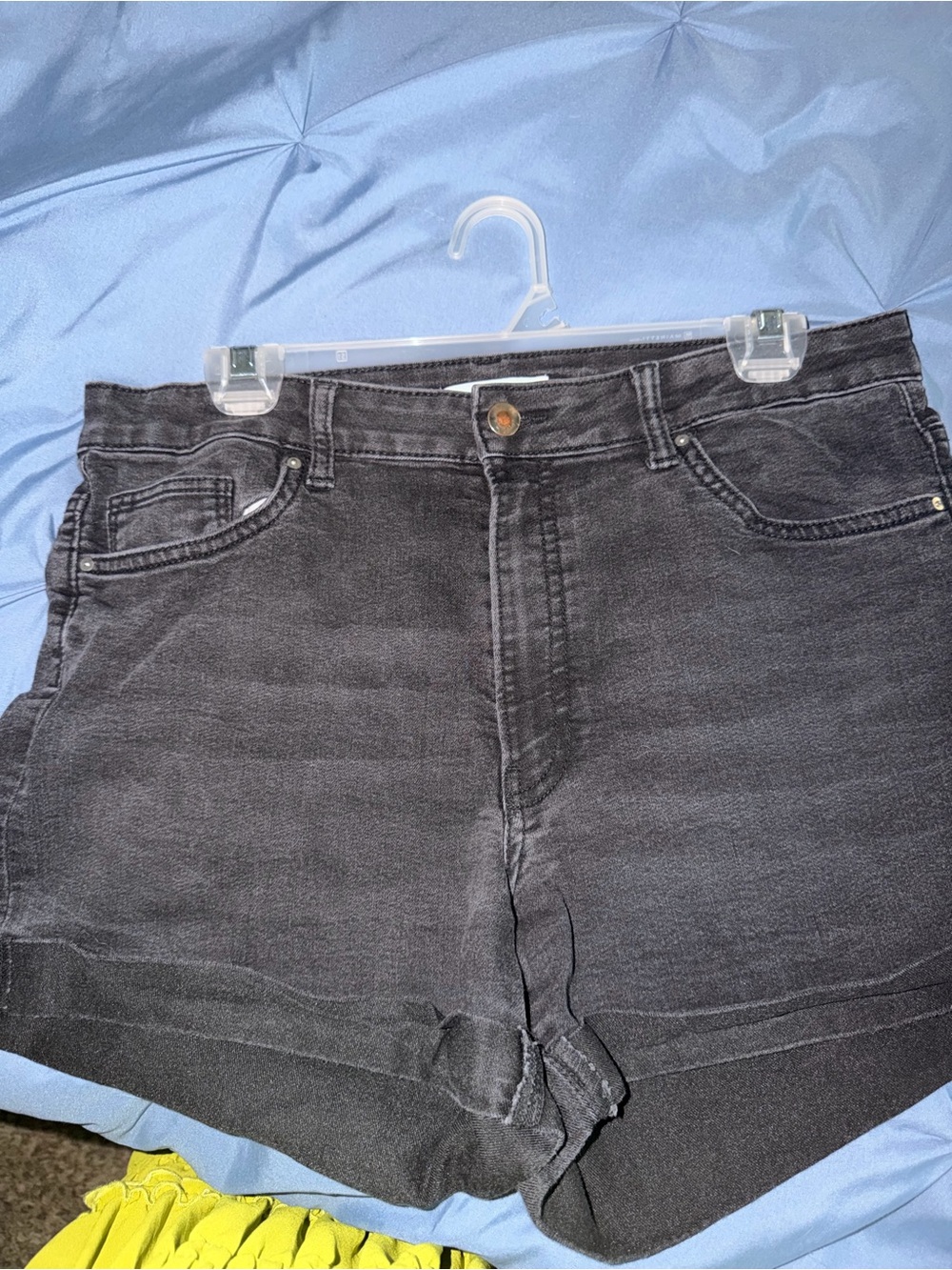 H&M Black Mid-Rise Black Denim Shorts